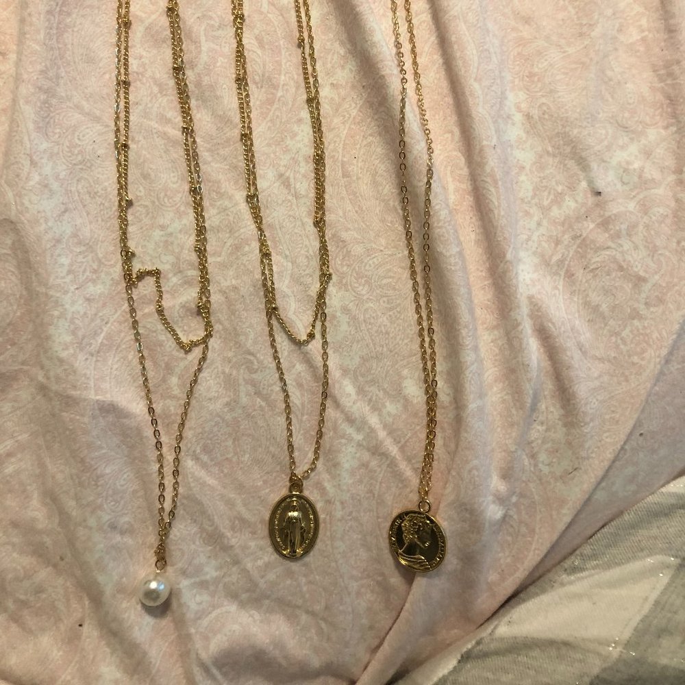 Coined and Layered 3 pcs Necklace set